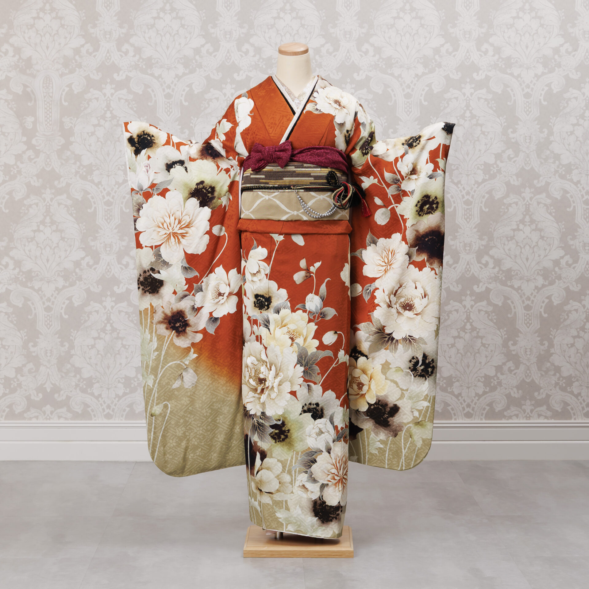 品番523　テラコッタ/牡丹にけし