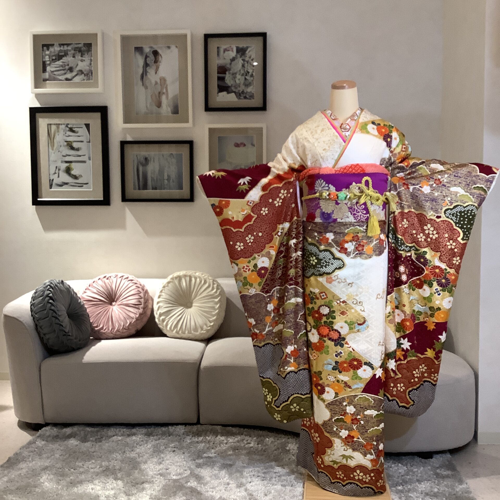 品番465　アイボリー/金箔雲取り
