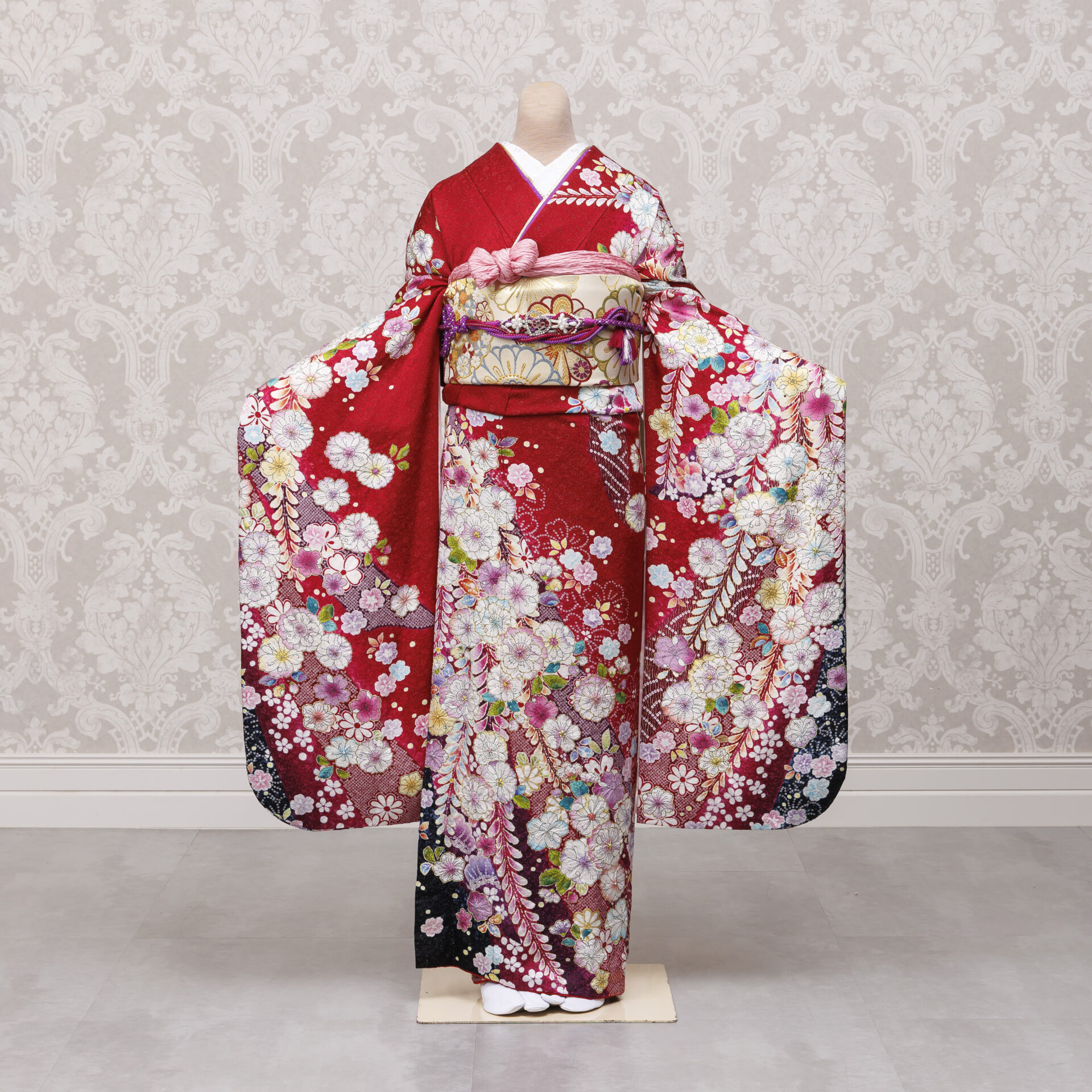 品番369　ワイン/辻が花風しぼり