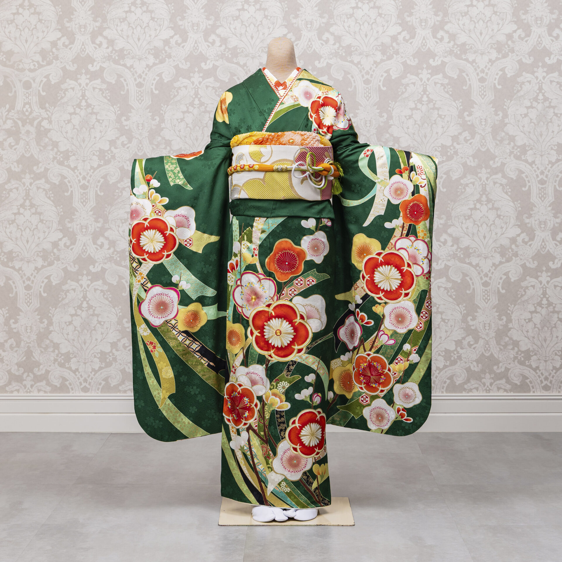品番499　緑/梅にのし